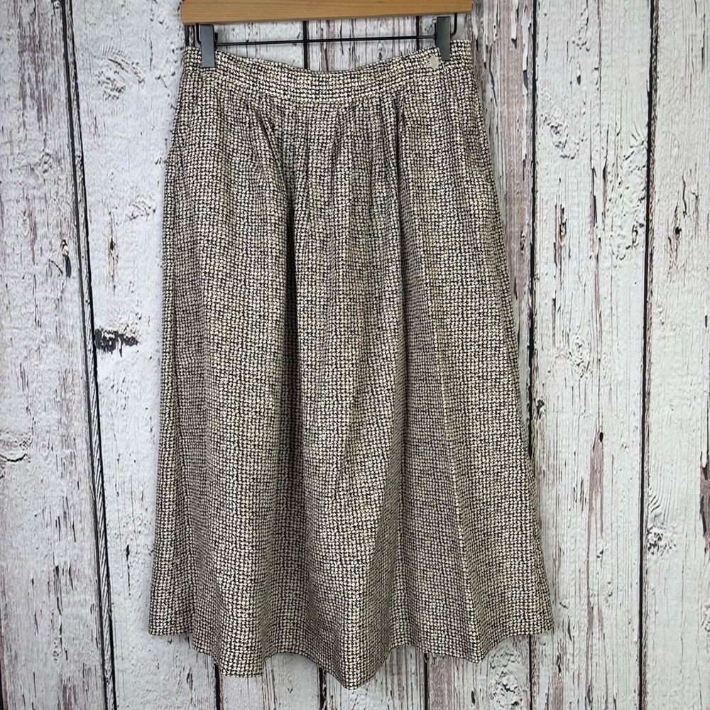Yorkfair for Seiferts Vintage 1990 Silk Midi Skirt Size 12 Pleated Pockets Multi